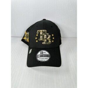 Size M/L New Era Black Tampa Bay Rays 2024 Armed Forces Day 39THIRTY Flex Hat